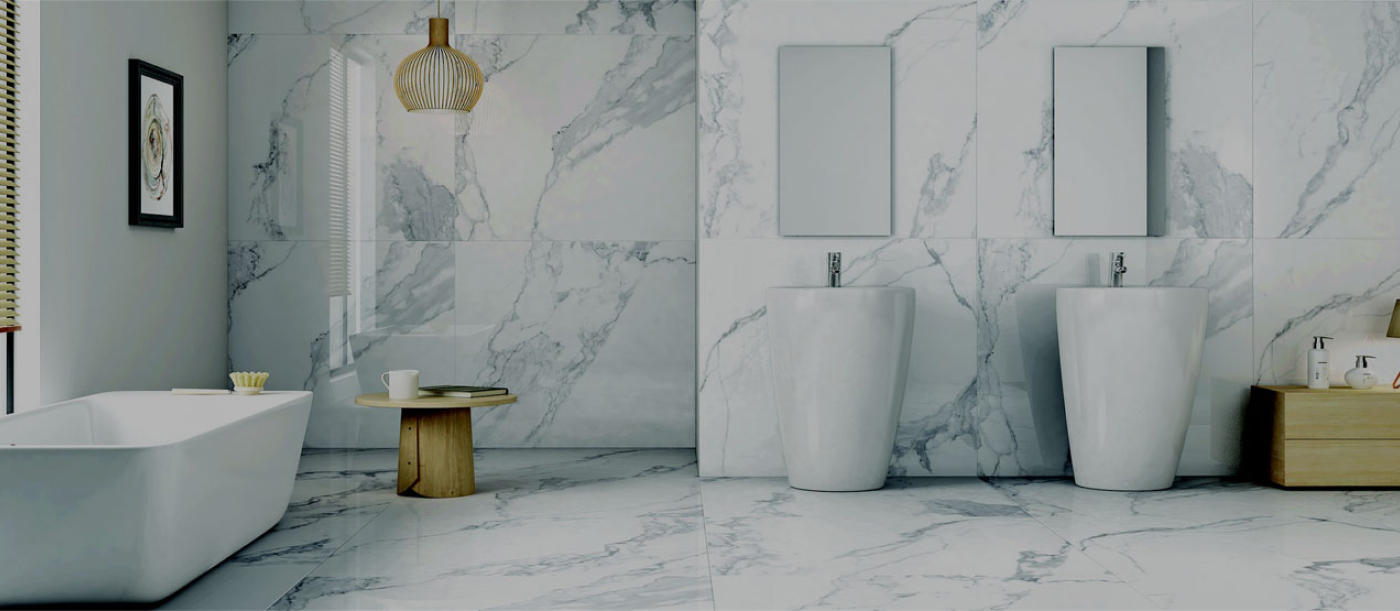Marble tile bathroom with grouting from Tucson Tile and Grout